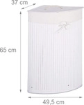 Relaxdays Eckw&auml;schekorb Bambus, faltbare W&auml;schebox 60 l, platzsparend, W&auml;schesack