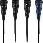 Relaxdays Solarlampe 4er Set, Fackel-Design, Gartenbeleuchtung mit Lichteffekt, H x