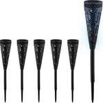 Relaxdays Solarlampe 6er Set, Fackel-Design, Gartenbeleuchtung mit Lichteffekt,...