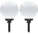 Selltec Kugellampe KIRA SET 2 SET Au&szlig;enleuchte, IP44 Kugellampe opal Garten,