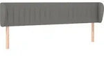 vidaXL Kopfteil mit Ohren Dunkelgrau 203x23x78/88 cm Stoff - Grau
