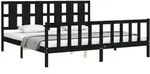 vidaXL Massivholzbett mit Kopfteil Schwarz 200x200 cm - Schwarz