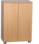 WOHNLING Schuhschrank modern Holz Buche 12 Paar Schuhe 4 F&auml;cher 2 T&uuml;ren Schuhregal