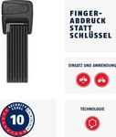 ABUS Faltschloss BORDO One 6000AF mit Halterung - smartes Fingerprint-Fahrradschloss