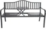 Metall-Gartenbank mit integriertem Klapptisch 3-Sitzer Sitzbank Gartenm&ouml;bel...