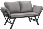 tectake&reg; Rattan-Loungesofa Sintra 2in1 Funktion UV-best&auml;ndiges und wetterfestes