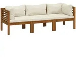 vidaXL 3-Sitzer-Gartensofa mit Creme Kissen Massivholz Akazie - Creme