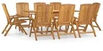 vidaXL 9-tlg. Garten-Essgruppe Massivholz Teak - Braun