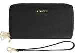 Lazarotti Geldb&ouml;rse Bologna Leather Double Zip Around Wallet Black schwarz - Schwarz