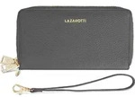 Lazarotti Geldb&ouml;rse Bologna Leather Double Zip Around Wallet Grey dunkelgrau - Grau