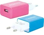 Schwaiger 230V Ladeadapter USB wei&szlig;/blau - Blau