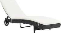vidaXL Sonnenliegen 2 Stk. mit Rollen und Auflagen Poly Rattan Schwarz