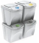Sortibox - 4er Set M&uuml;lleimer mit jeweils 25 Liter > wei&szlig; - Wei&szlig;