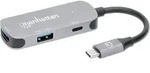 MANHATTAN 3-in-1 Dock USB-A/USB-C PD 4K60 HDMI USB USB-C PD - Silber