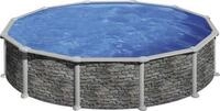 Aufstellpool Stahlwandpool-Set Solo rund &Oslash; 460x120 cm inkl. Einbauskimmer Steinoptik