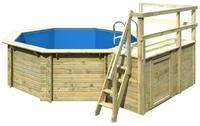 Aufstellpool Holzpool-Set Karibu Classic 1C rund &Oslash; 400x124 cm inkl. Leiter,