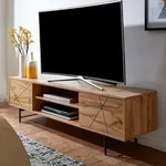 FineBuy Lowboard Holz Eiche-Nachbildung 160x45x40 cm TV-Kommode mit zwei T&uuml;ren