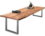 Esstisch Baumkante massiv Akazie natur 280 x 110 silber VALIN - Naturbelassen