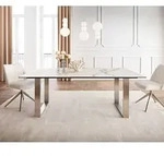 DELIFE Esstisch Edge 200x100 Keramik Calacatta Luxe Wei&szlig;-Gold-Grau Edelstahl...