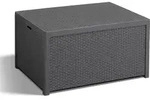 Allibert Arica Storebox Tisch mit Kissenboxfunktion in Rattanoptik, Anthrazit -