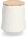 Keramikbeh&auml;lter mit Bambusdeckel, 1080 ml - Wei&szlig;