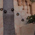 LED Solar Lichterkette Feuerball - 8 Kugeln mit Flammeneffekt - Lichtsensor -...