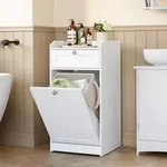 VASAGLE Badschrank mit W&auml;schekorb, W&auml;scheschrank, Badezimmerschrank mit 1 Schublade