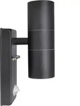 vidaXL LED-Wandleuchte Edelstahl Zylinderform Schwarz mit Sensor - Schwarz