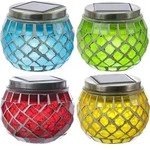 LED Solar Windlichter - Mosaik Solargl&auml;ser - Lichtsensor - H: 9cm - f&uuml;r Au&szlig;en -