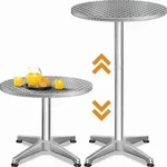 CASARIA&reg; 2in1 Stehtisch H&ouml;henverstellbar 70 cm / 115 cm Hoch Stabil Aluminium Rund