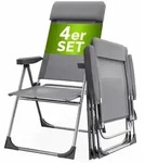 CASARIA Gartenst&uuml;hle 4er Set 130 kg Belastbarkeit - Grau