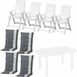 Tampa+Faro SET 9-teilig Gard. 4 x Klappsessel, 4 x Auflagen, 1 x Faro Tisch - Wei&szlig;