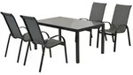 Merxx Gartenm&ouml;bel Set Amalfi graphit 5tlg., 4 Stapelsessel, 1 Tisch 150 x 80...