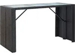 vidaXL 7-tlg. Gartenbar-Set mit Auflagen Poly Rattan Schwarz - Schwarz
