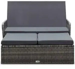 vidaXL 2-tlg. Garten-Lounge-Set mit Auflagen Poly Rattan Grau - Grau