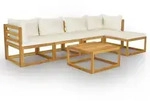 vidaXL 6-tlg. Garten-Lounge-Set mit Auflagen Creme Massivholz Akazie - Creme