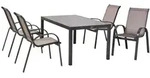 Merxx Gartenm&ouml;belset Amalfi diamantbraun 5tlg., 4 Stapelsessel, 1 Tisch 150 x...
