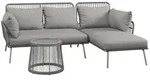 Outsunny Gartenm&ouml;bel-Set, Ecksofa & Beistelltisch, Polyrattan, Stahlrahmen, Grau -