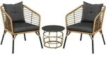 Outsunny Rattan Gartenm&ouml;bel-Set, 3-TLG. Sitzgruppe, inkl. Couchtisch und 2 St&uuml;hle,