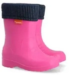 DEMAR Kinder Gummistiefel DINO Gef&uuml;ttert Regenstiefel mit Einlage Ultraleicht Rosa
