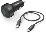 Hama Auto-Schnellladeger&auml;t Ladekabel USB-C, PD, 25 W, 1 m, Schwarz - Schwarz