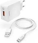 Hama Ladeset Schnellladeger&auml;t mit Ladekabel USB-C, 19,5 W, 1,5 - Wei&szlig;