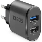 SBS Reiselader 10W 2x USB-A 1A/2,1A schwarz - Schwarz
