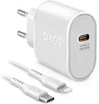 SBS PD Reiselader 20W USB-C/Lightning/USB-C Kabel wei&szlig; - Wei&szlig;