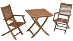 Merxx Gartenm&ouml;bel Set Rio 3tlg., 2 Klappsessel, Klapptisch 70 x 70 cm - Eukalyptus