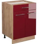 K&uuml;chenunterschrank Vicco Fame-Line Bordeaux Hochglanz 60 cm mit Schublade, ohne