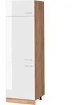 K&uuml;hlumbauschrank Vicco R-Line Wei&szlig; Hochglanz 60 cm, Model 37112 - Wei&szlig;/Braun