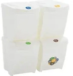 vidaXL Stapelbare M&uuml;lleimer 4 Stk. Wei&szlig; 100 L Polypropylen - Wei&szlig;