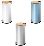 ECHTWERK Tretabfalleimer Skandi Look, robuster Eisenkorpus mit Bambusdeckel, Soft