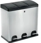 helit Tret-Abfalltrenner "the seperator" 3 x 20 Liter silber aus Edelstahl - Silber